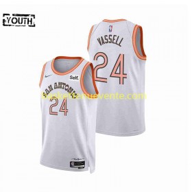 Maillot Basket San Antonio Spurs Devin Vassell 24 Nike 2023-2024 City Edition Blanc Swingman - Enfant